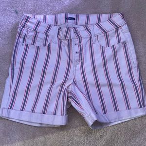 Old navy mid rise button fly multi stripe shorts